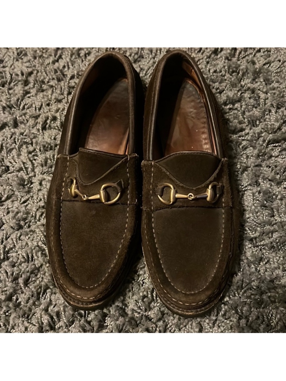 Gucci Brown Suede Horsebit Loafers Sz 6